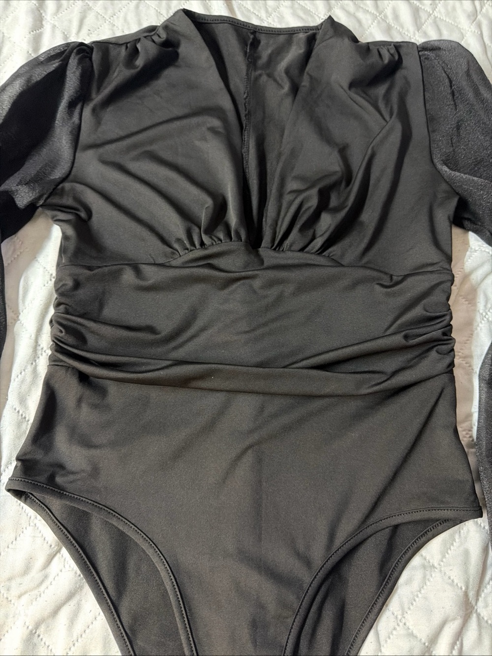 LYANER Women’s bodysuit Black Long-Sleeve One-Piece - Picture 12 of 14